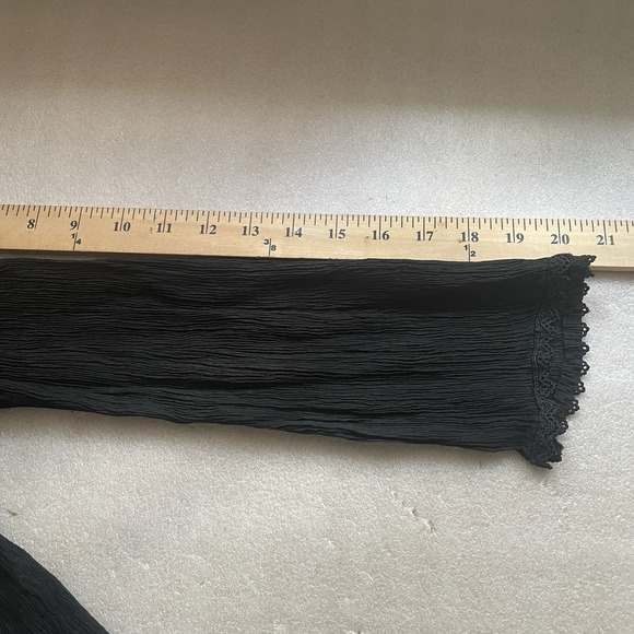 Vintage Y2K Express Shirt Junior 7/8 Black Silk Babydoll Ribbon‎ Lace Whimsigoth - Picture 9 of 11